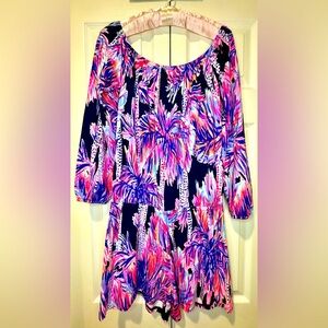 Lilly Pulitzer Lana Romper Bright Navy Palms Up Size S. NWT